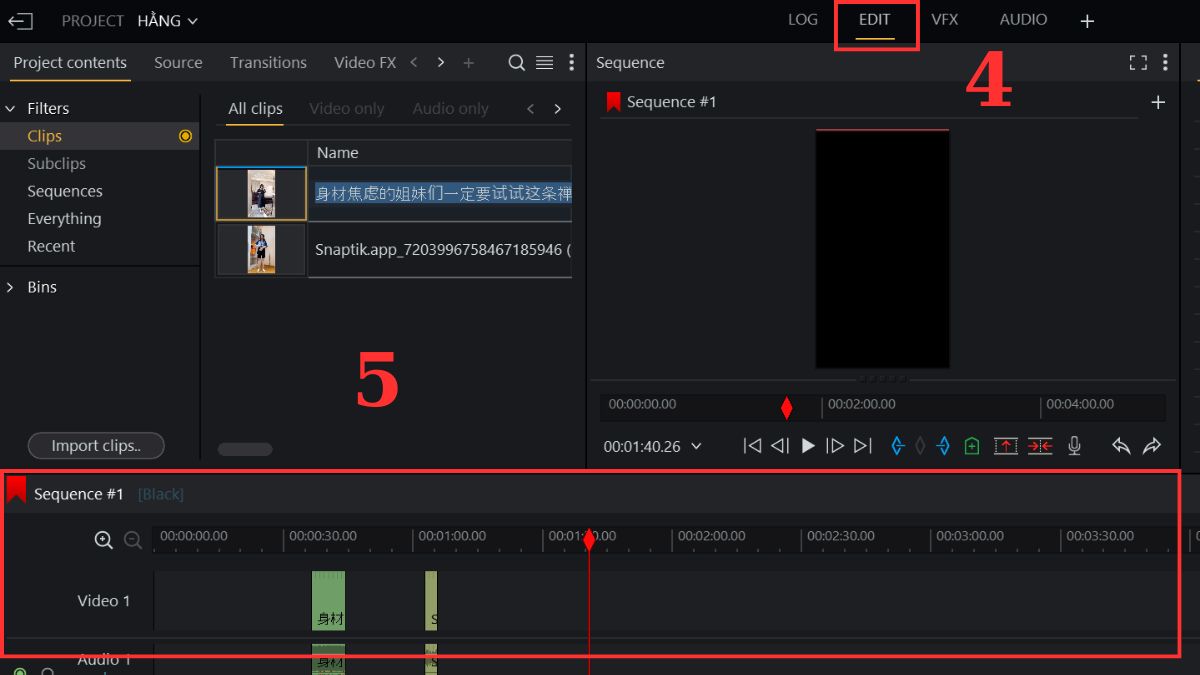 Thêm video vào thanh Timeline