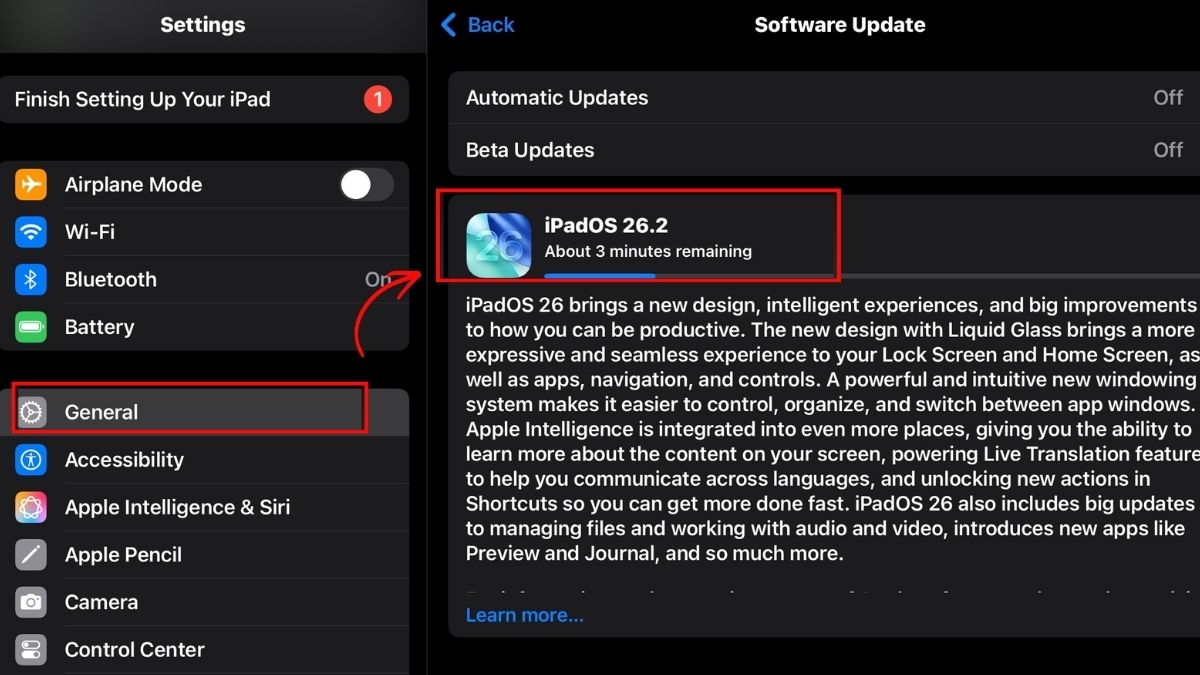 Cập nhật iPadOS lên phiên bản mới nhất