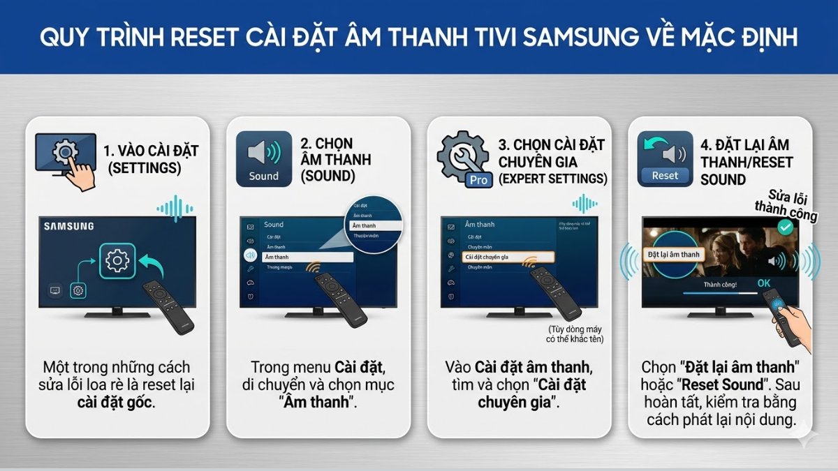 Reset cài đặt âm thanh tivi Samsung về mặc định