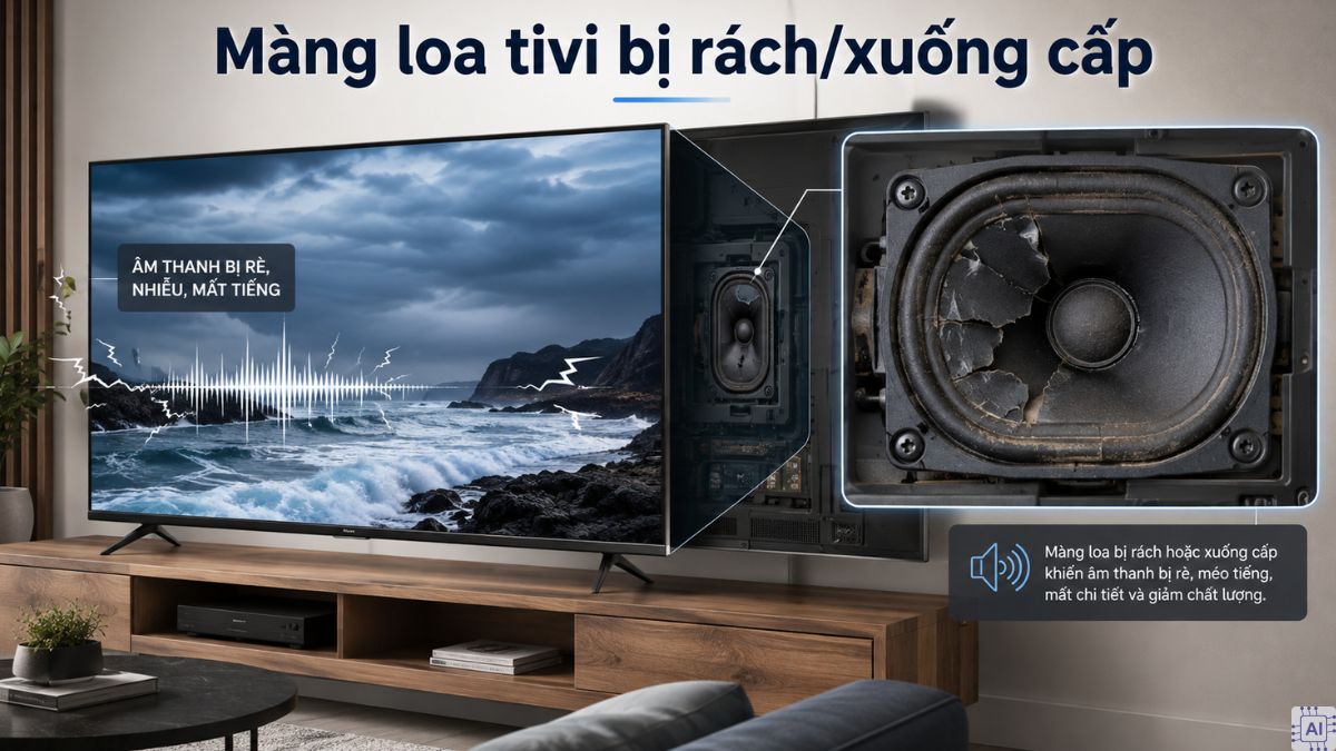 Màng loa bị rách/xuống cấp