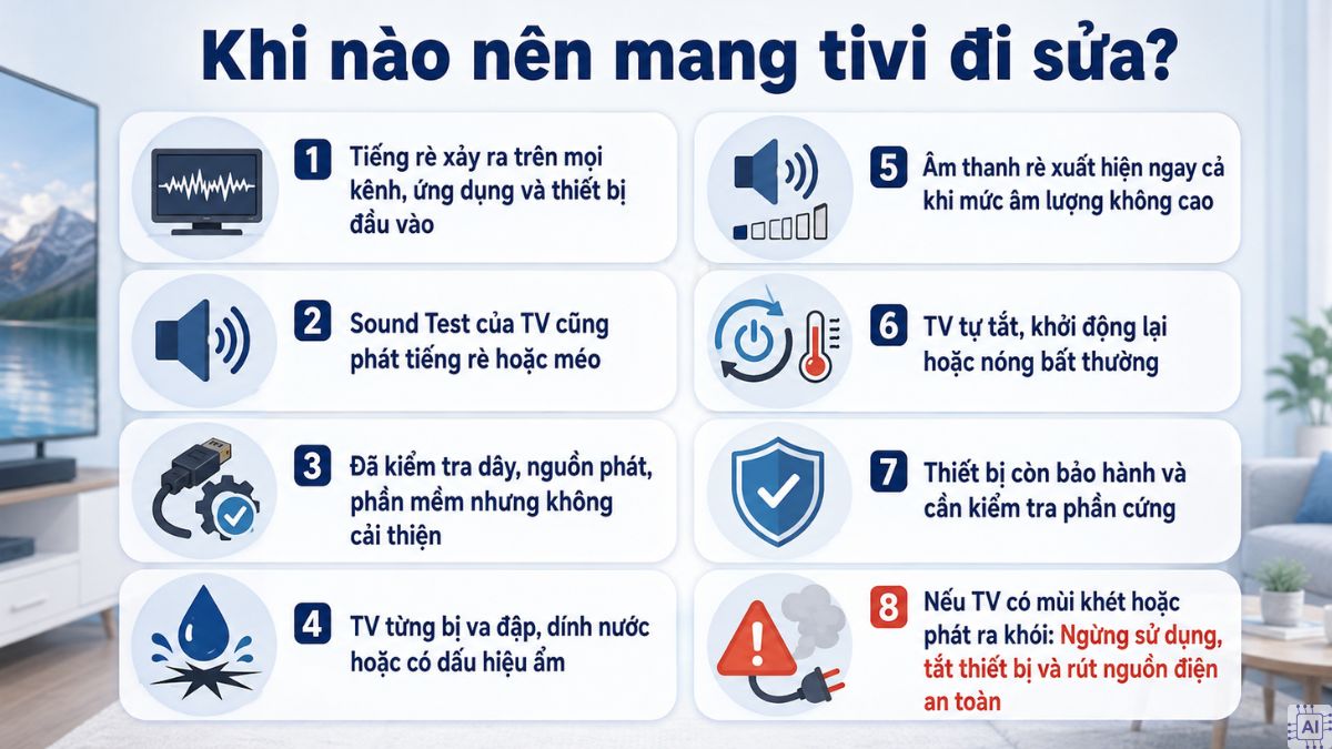 Nên mang tivi đi sửa khi tiếng rè kéo dài