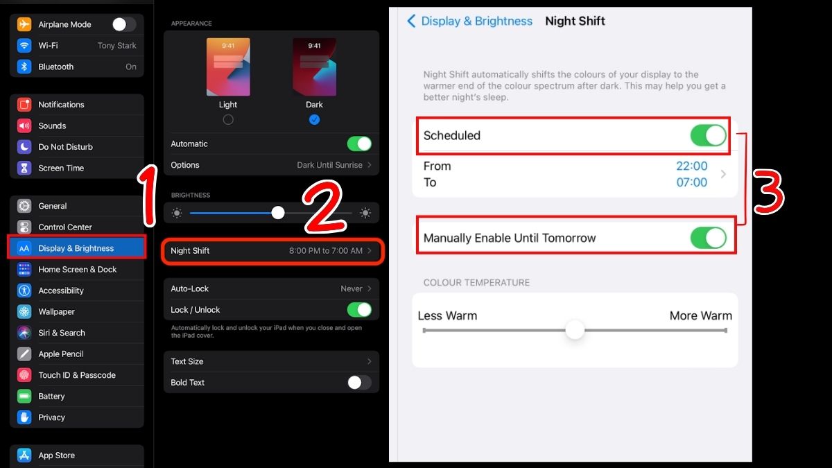 Tắt Night Shift trên iPad