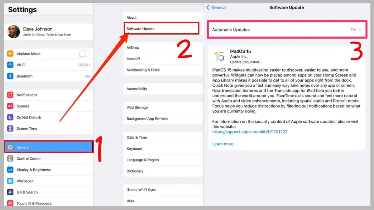 Khởi động lại và cập nhật iPadOS