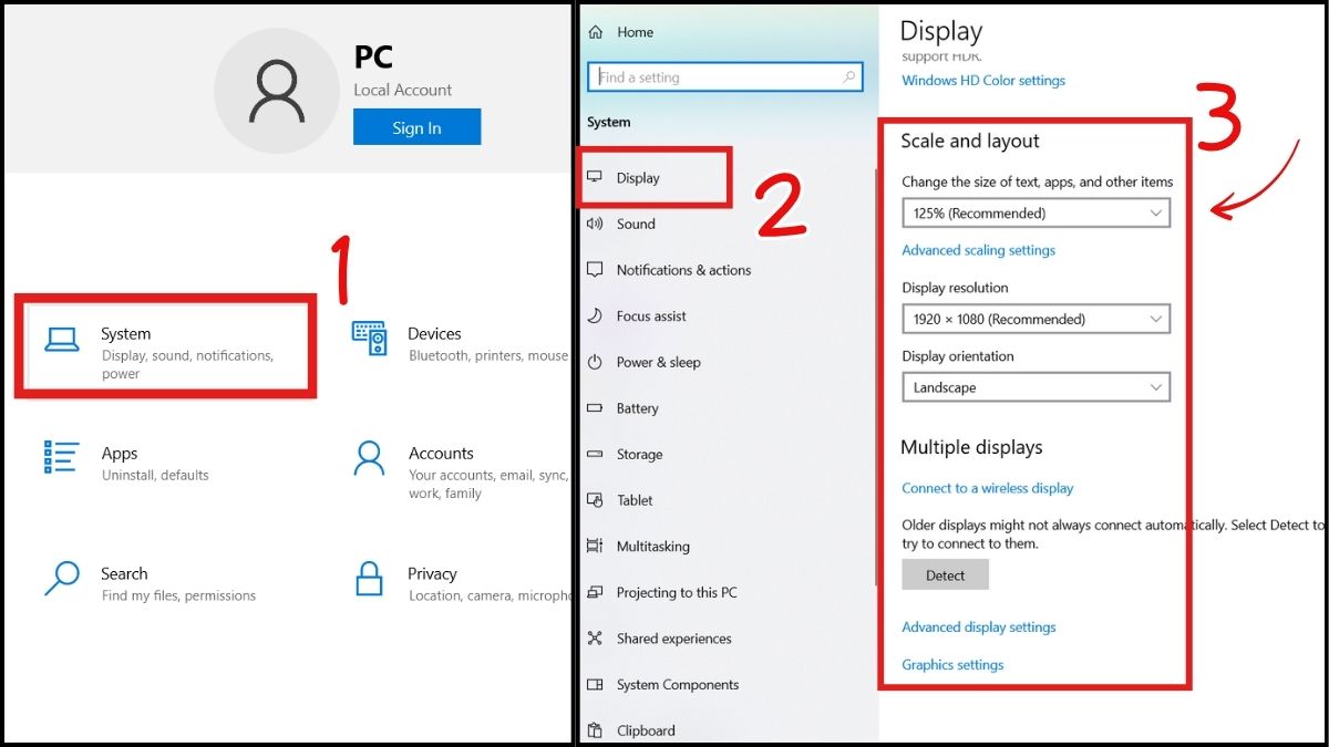 Kiểm tra màn hình rời (nếu dùng nhiều màn hình)