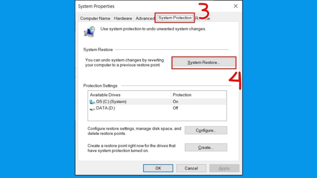 Khôi phục hệ thống nếu lỗi phần mềm nghiêm trọng