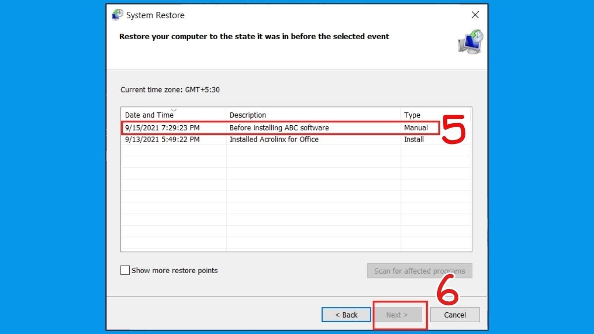 Khôi phục hệ thống nếu lỗi phần mềm nghiêm trọng