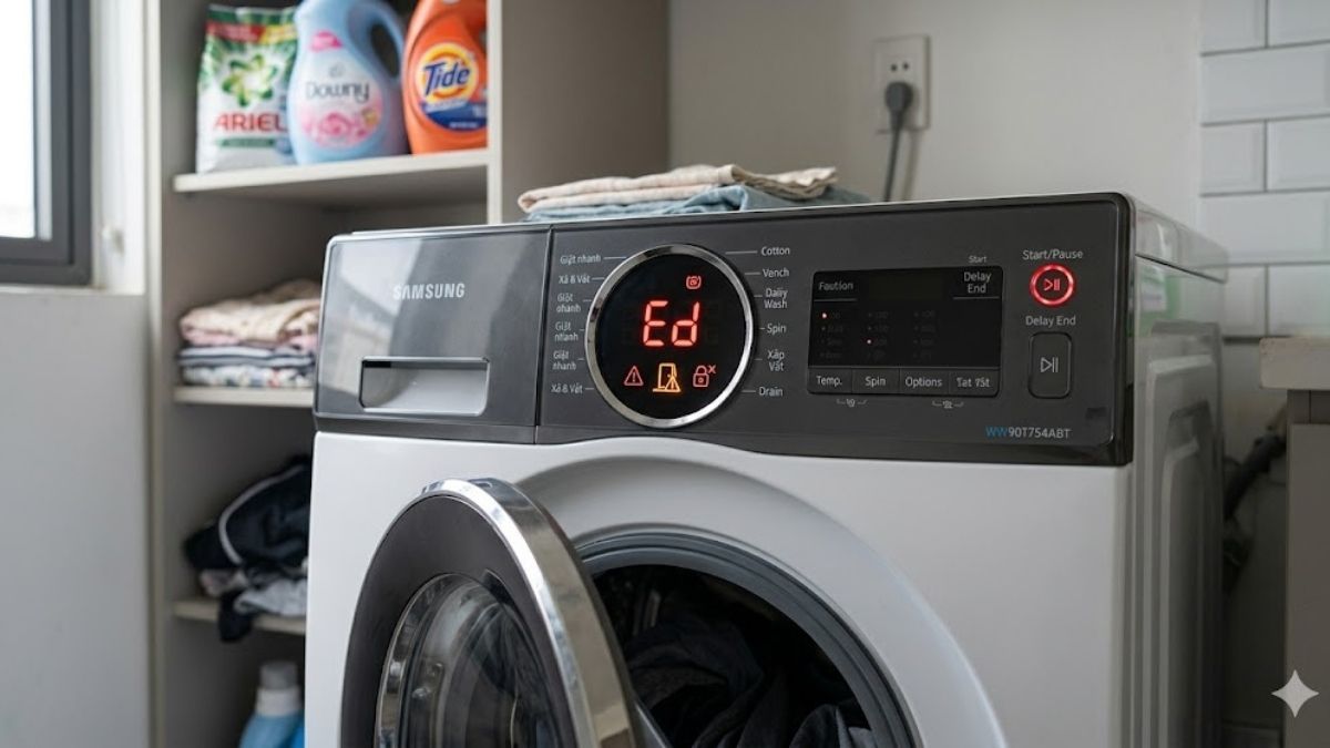 Quan sát đèn báo lỗi để xác định trục trặc cửa máy giặt