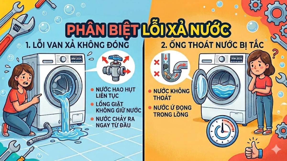 Lỗi van không đóng so với lỗi ống thoát nước bị tắc
