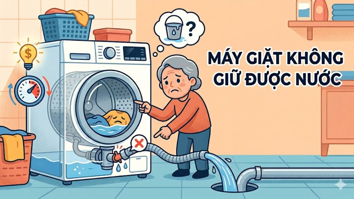 Máy giặt không giữ được nước trong lồng giặt