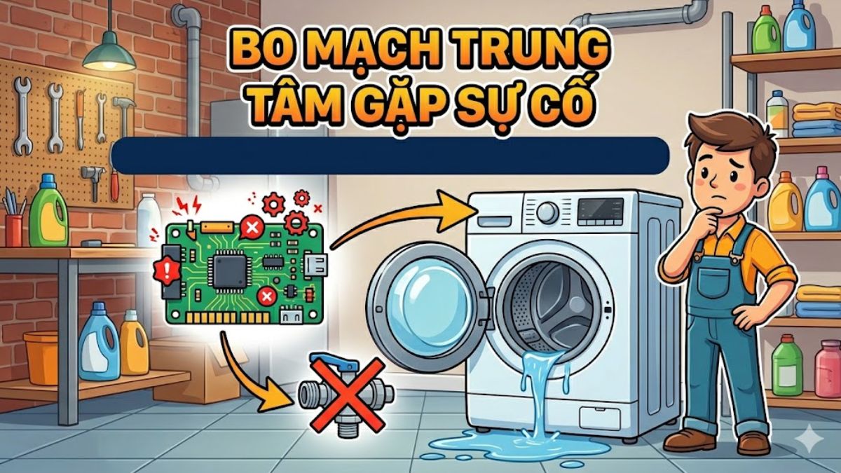 Bộ điều khiển trung tâm (bo mạch) gặp sự cố dễ gây ra tình trạng không đóng van xả