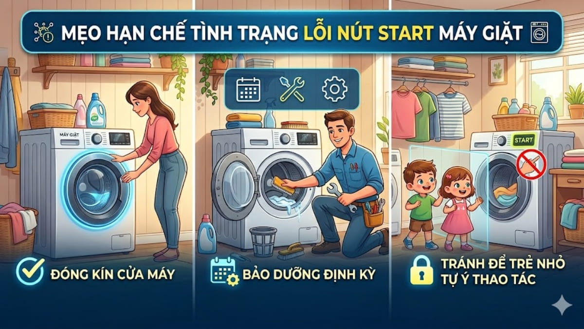 Mẹo hạn chế lỗi nút Start trên máy giặt