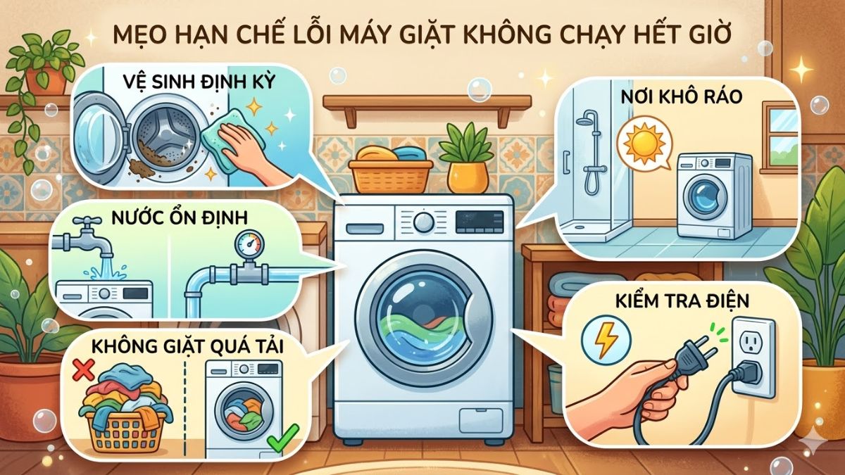 Mẹo hạn chế lỗi máy giặt không chạy thời gian