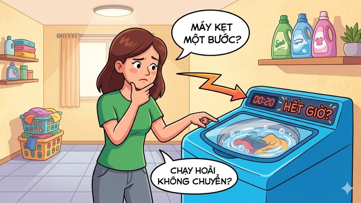 Máy giặt bị lỗi thời gian khi bị kẹt ở công đoạn nào đó
