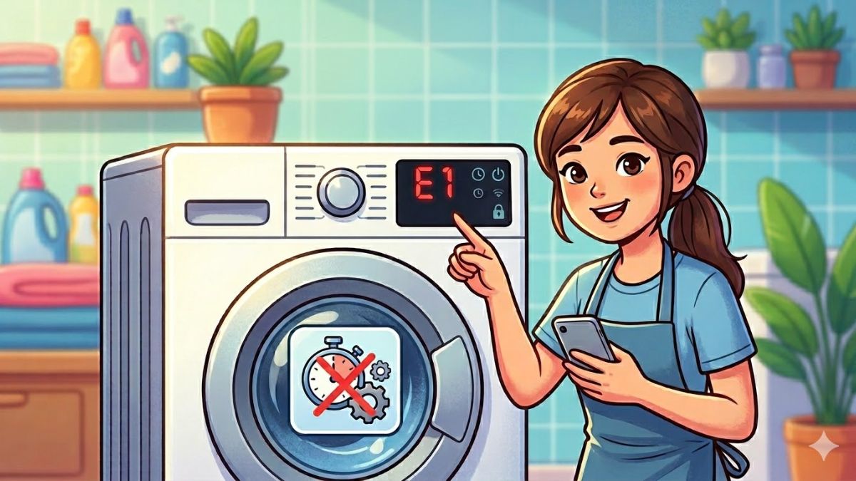 Khi máy giặt không chạy thời gian sẽ báo lỗi trên màn hình