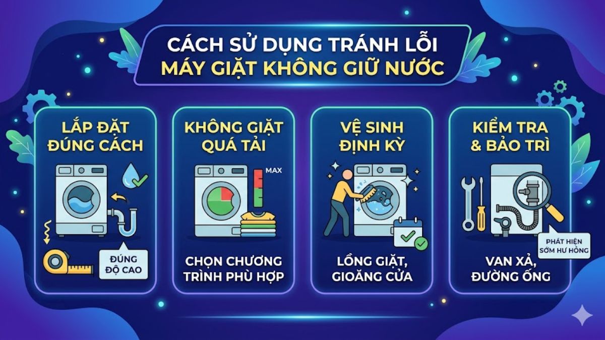 Hướng dẫn sử dụng giúp ngăn tình trạng máy giặt không giữ nước