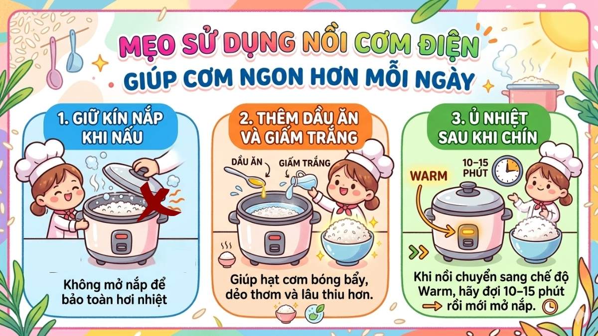 Mẹo giúp cơm ngon hơn khi nấu bằng nồi cơm điện