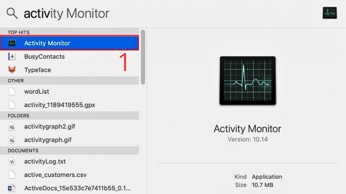 Kiểm tra Activity Monitor