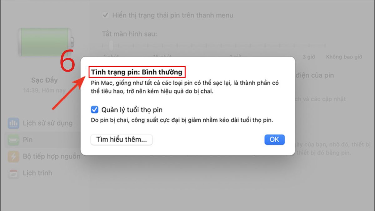 Kiểm tra tình trạng pin và nhiệt độ