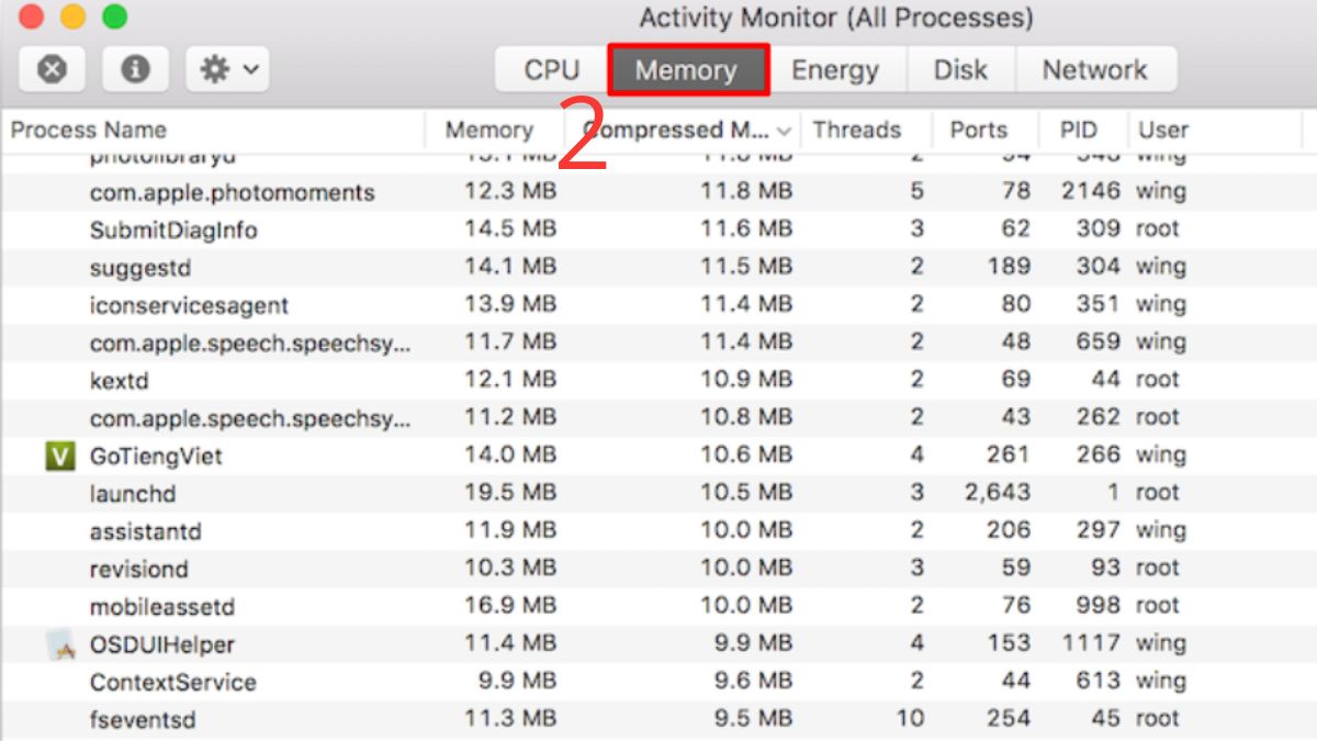 Kiểm tra Activity Monitor