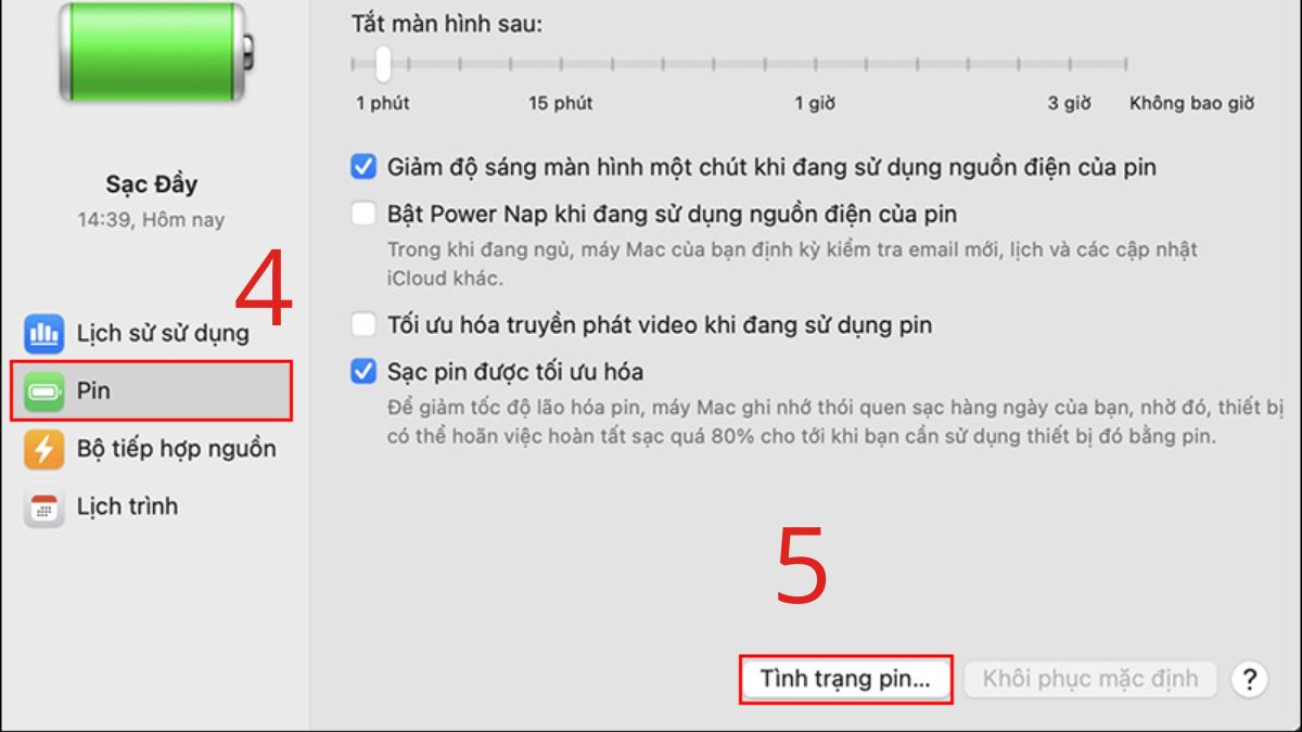 Kiểm tra tình trạng pin và nhiệt độ