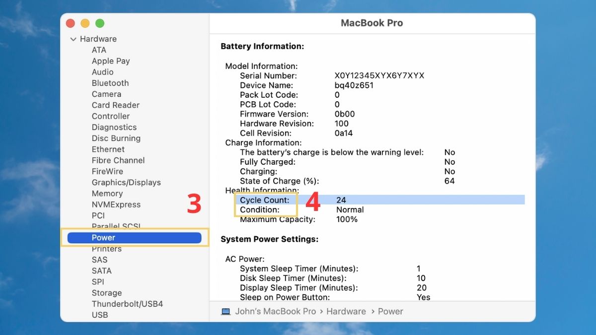 Kiểm tra dung lượng pin bằng System Report