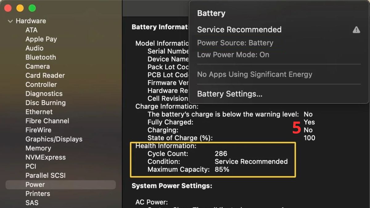 Kiểm tra dung lượng pin bằng System Report