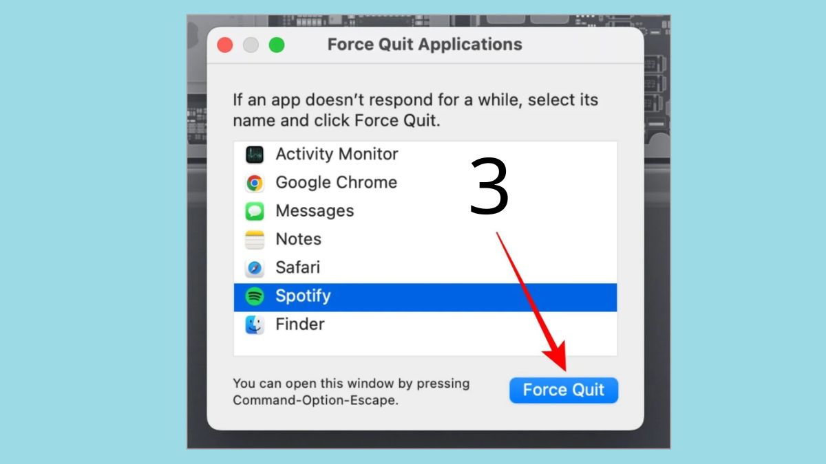 Sử dụng tổ hợp phím để buộc dừng ứng dụng