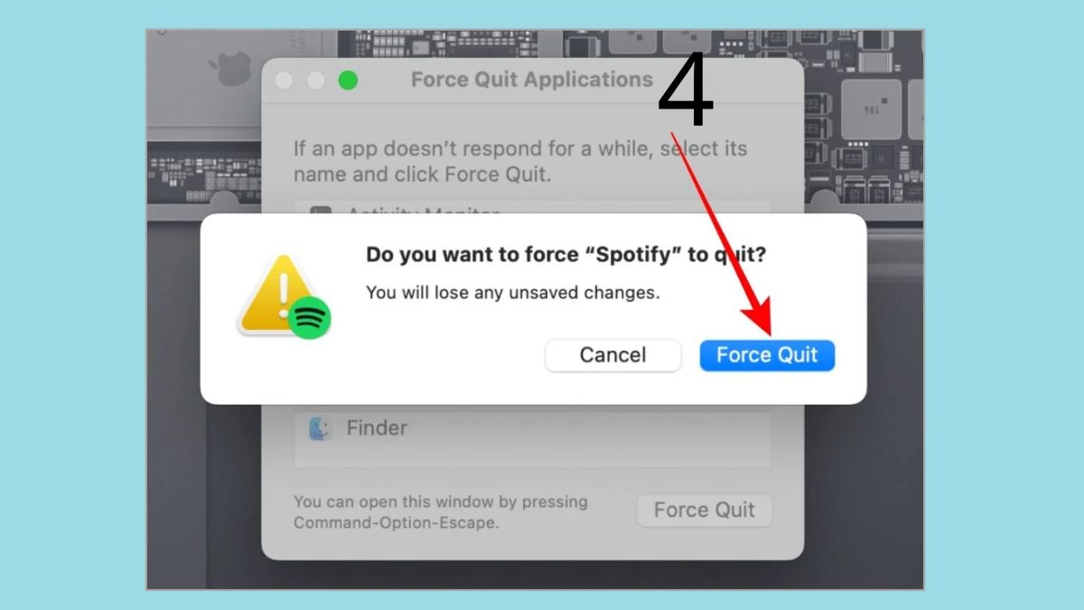 Sử dụng tổ hợp phím để buộc dừng ứng dụng