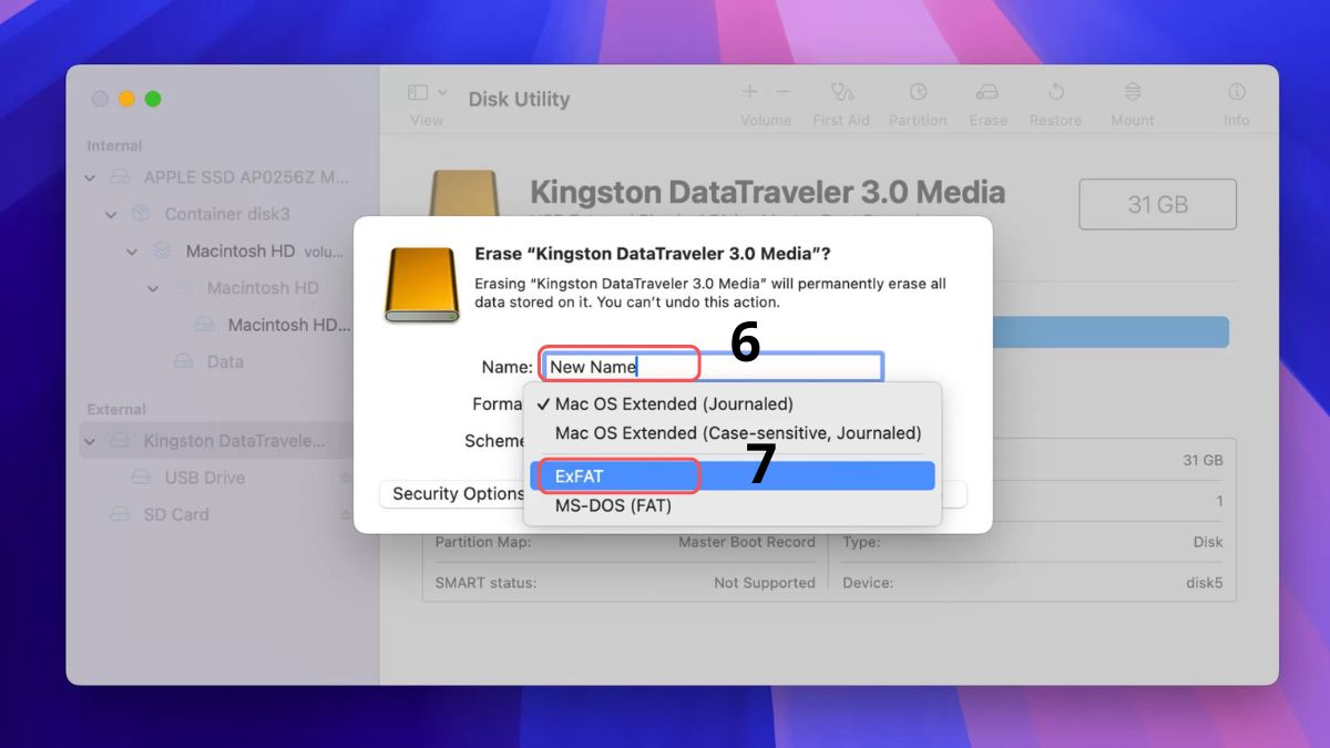 Đổi định dạng USB sang chuẩn phù hợp với macOS