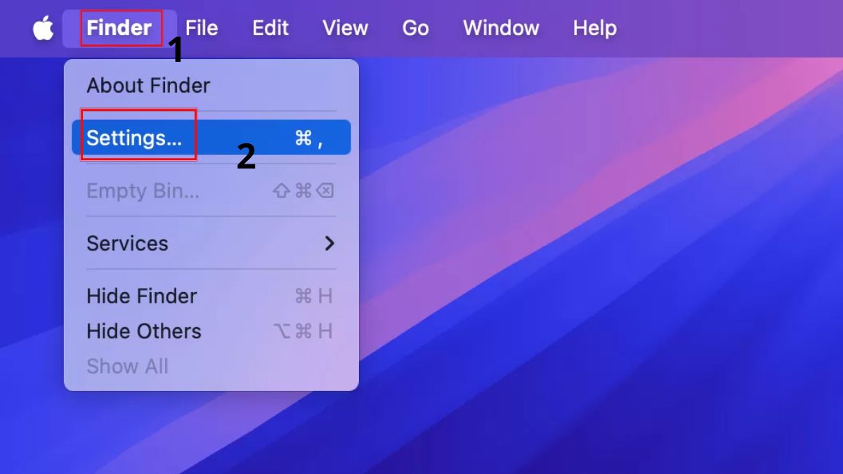 Kiểm tra trong Finder Preferences