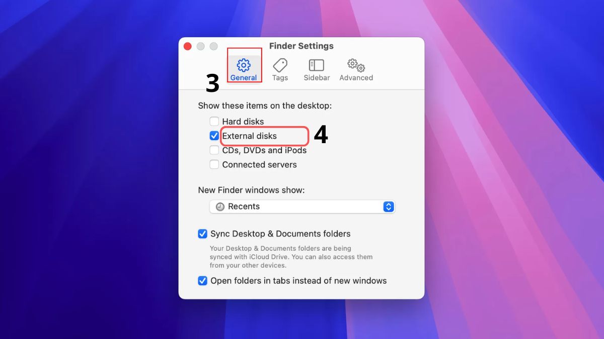 Kiểm tra trong Finder Preferences