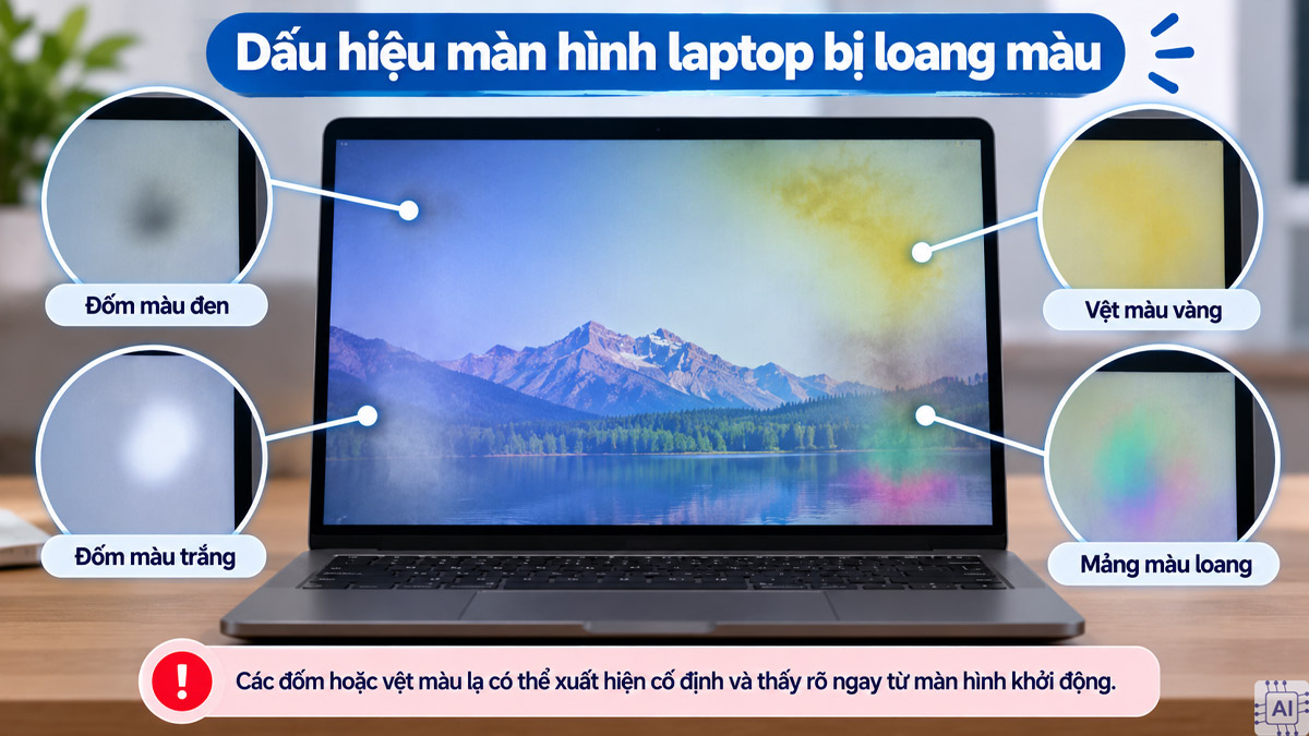 Các đốm màu lạ xuất hiện trên laptop