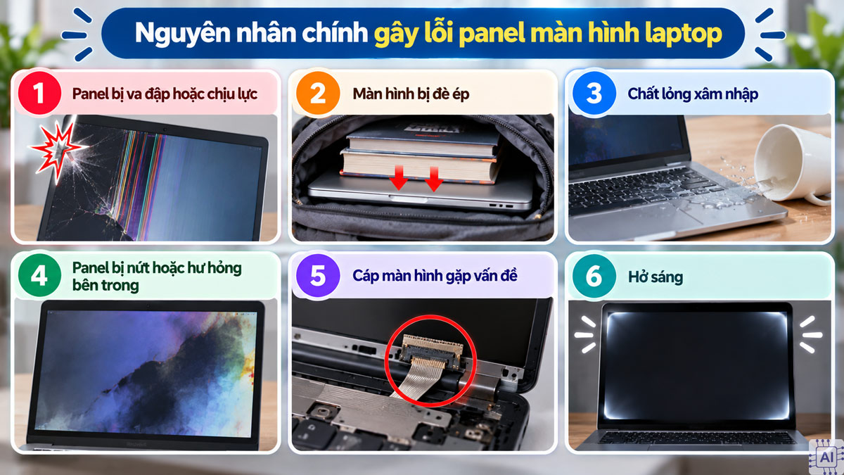 Nguyên nhân chính gây lỗi panel màn hình laptop