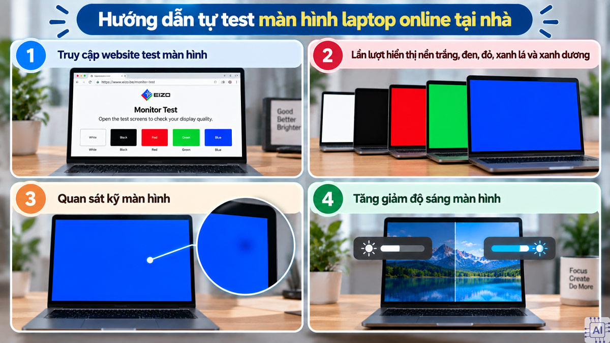 Các bước tự test màn hình bị loang