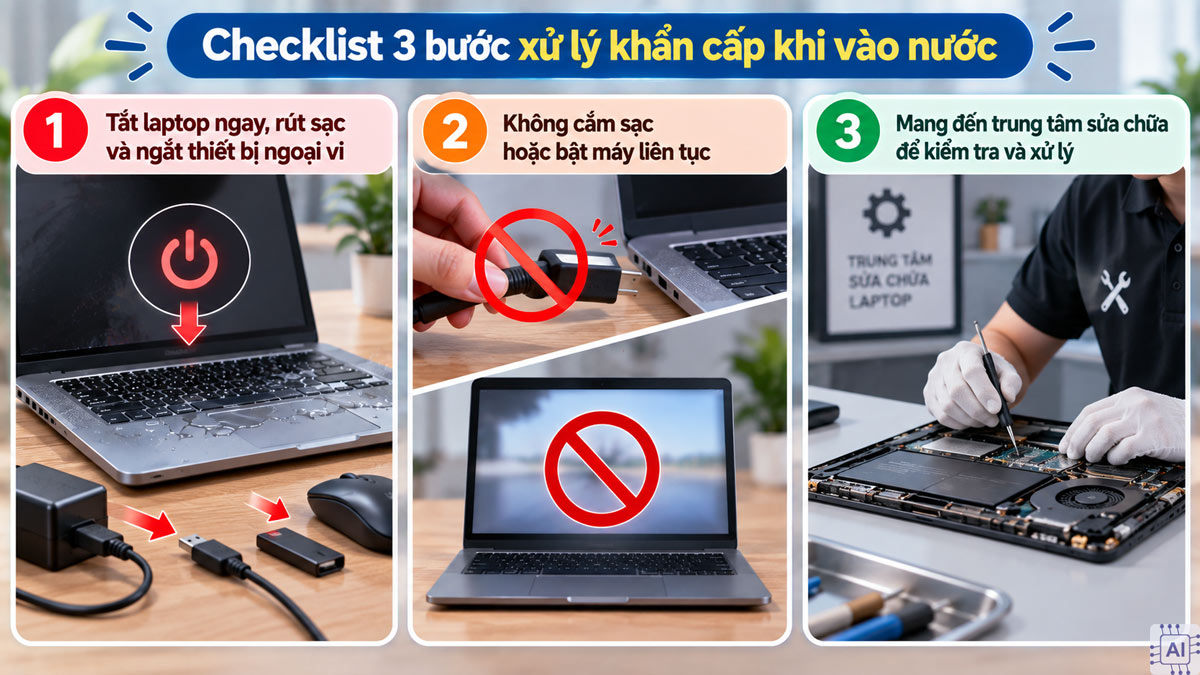 Checklist 3 bước xử lý khẩn cấp khi vào nước