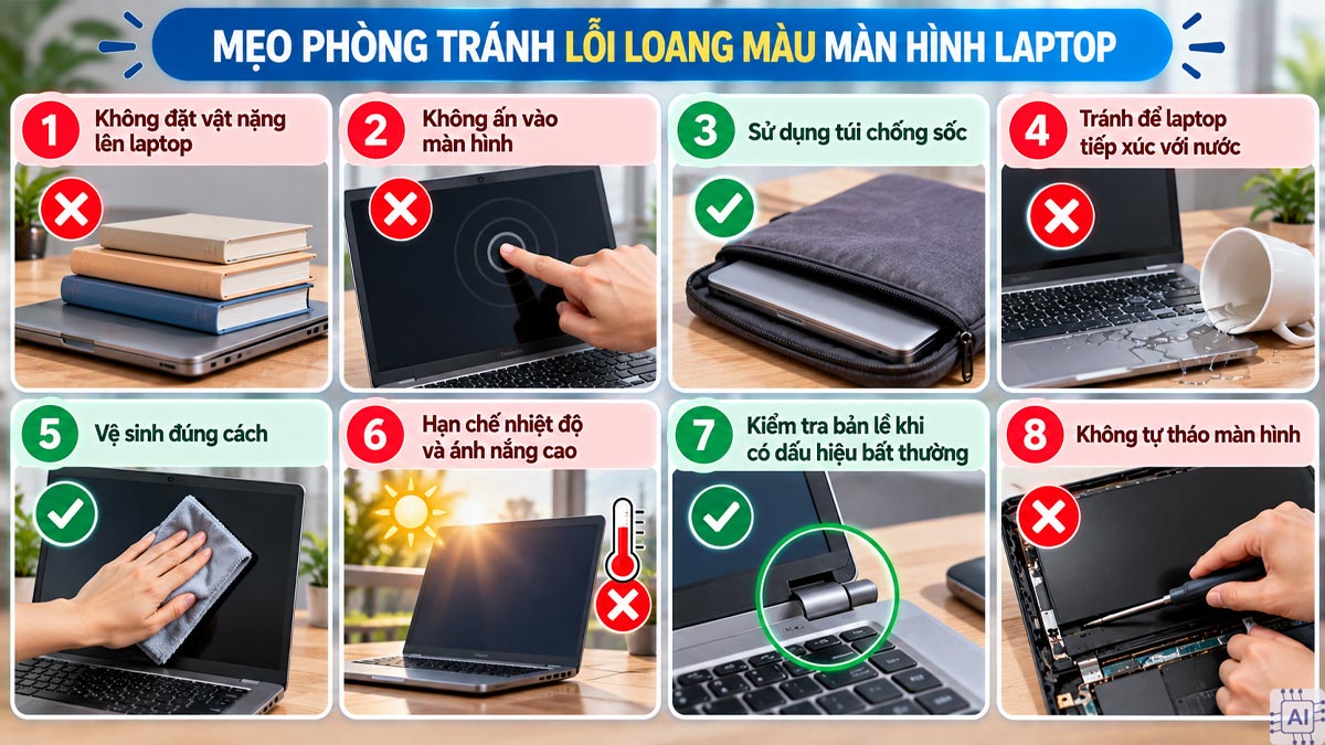 Mẹo phòng tránh lỗi loang màu màn hình laptop