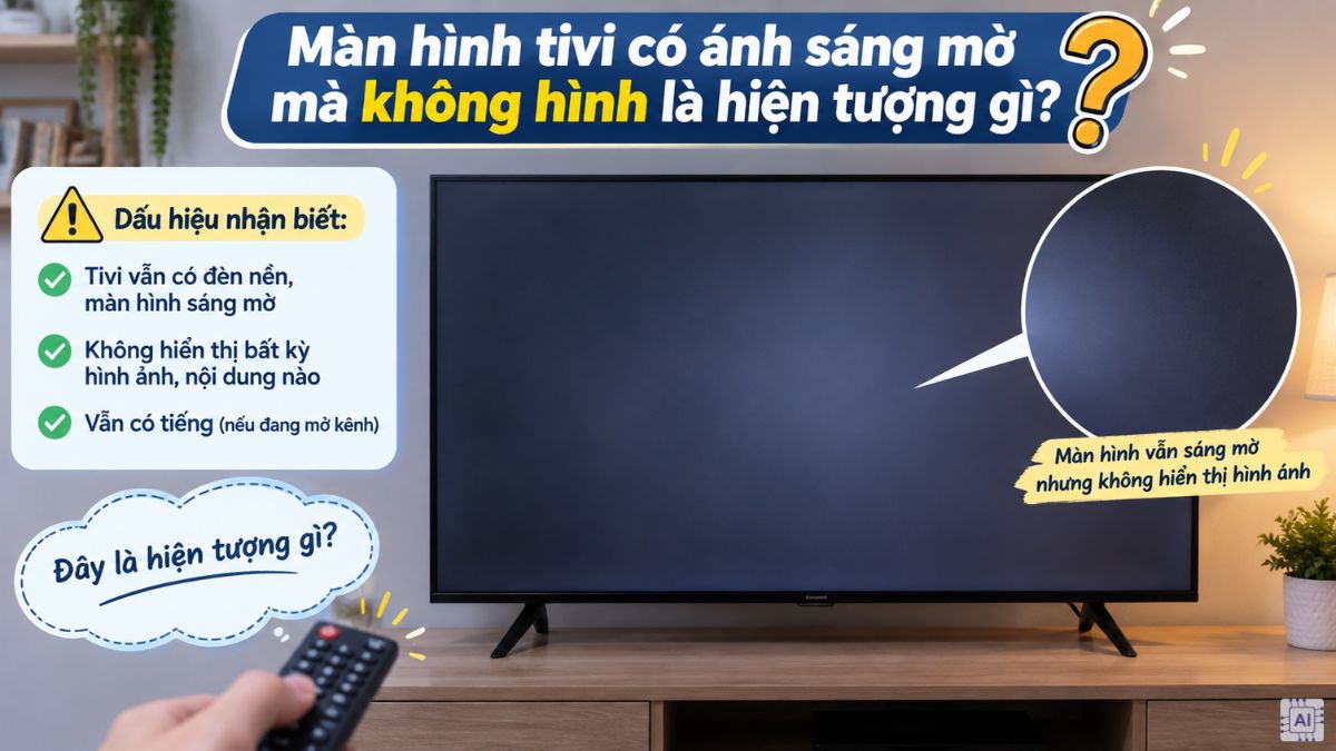 Màn hình tivi có ánh sáng mờ mà không hình