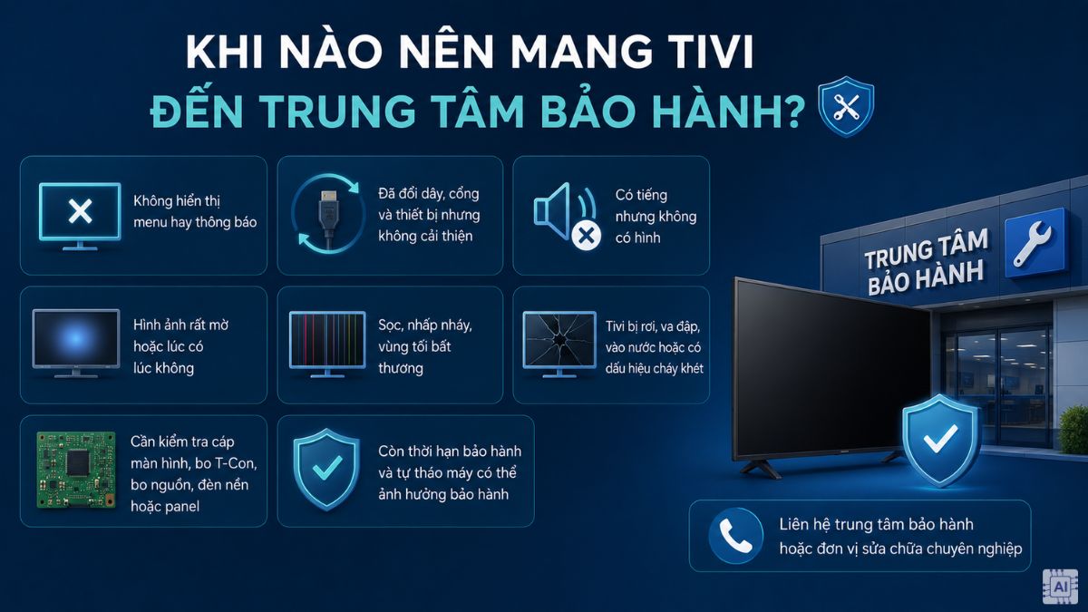 Các trường hợp mang tivi đến trung tâm bảo hành