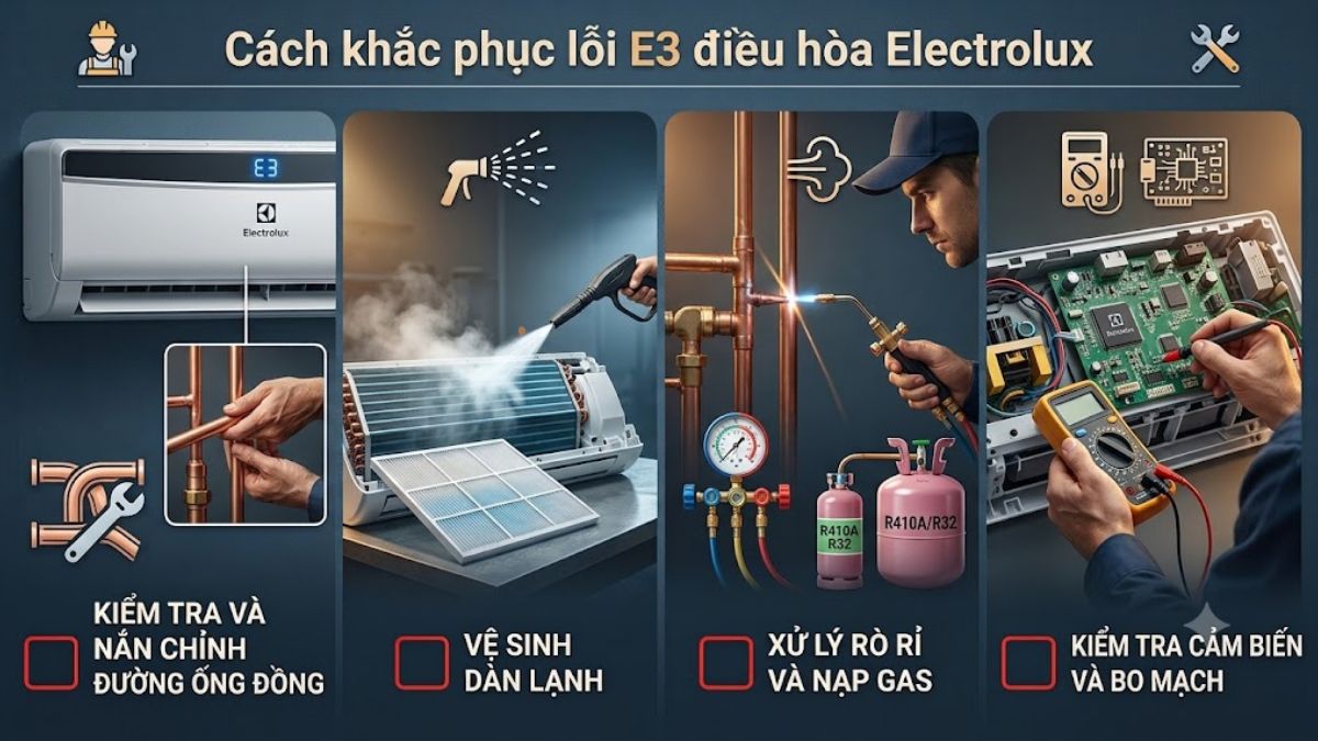 Cách khắc phục lỗi E3 điều hòa Electrolux triệt để