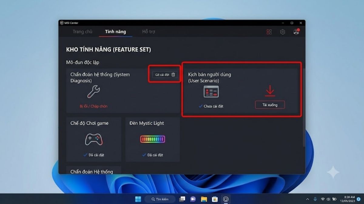 MSI Center không nhận driver/thiếu tính năng