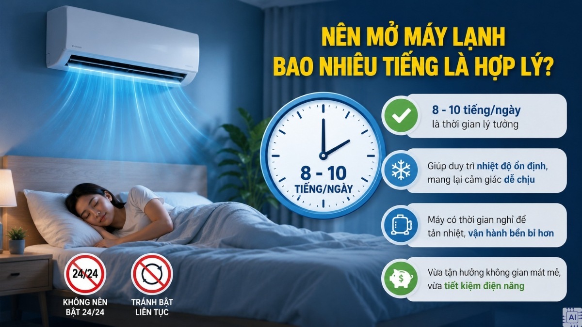 Thời gian mở máy lạnh hợp lý