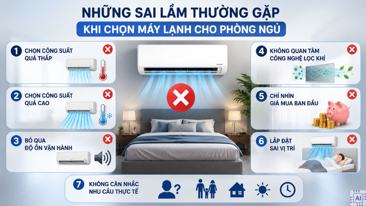 Những sai lầm thường gặp khi chọn máy lạnh cho phòng ngủ