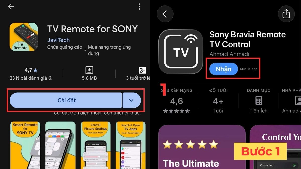 Dùng ứng dụng điều khiển tivi Sony trên điện thoại
