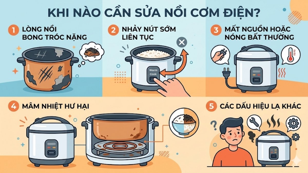 Khi nào cần mang nồi cơm điện đi sửa?