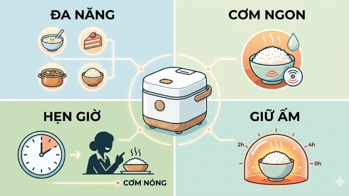 Ưu điểm nổi bật của nồi cơm điện tử