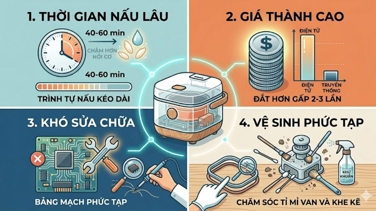 Nhược điểm cần cân nhắc khi mua nồi cơm điện tử