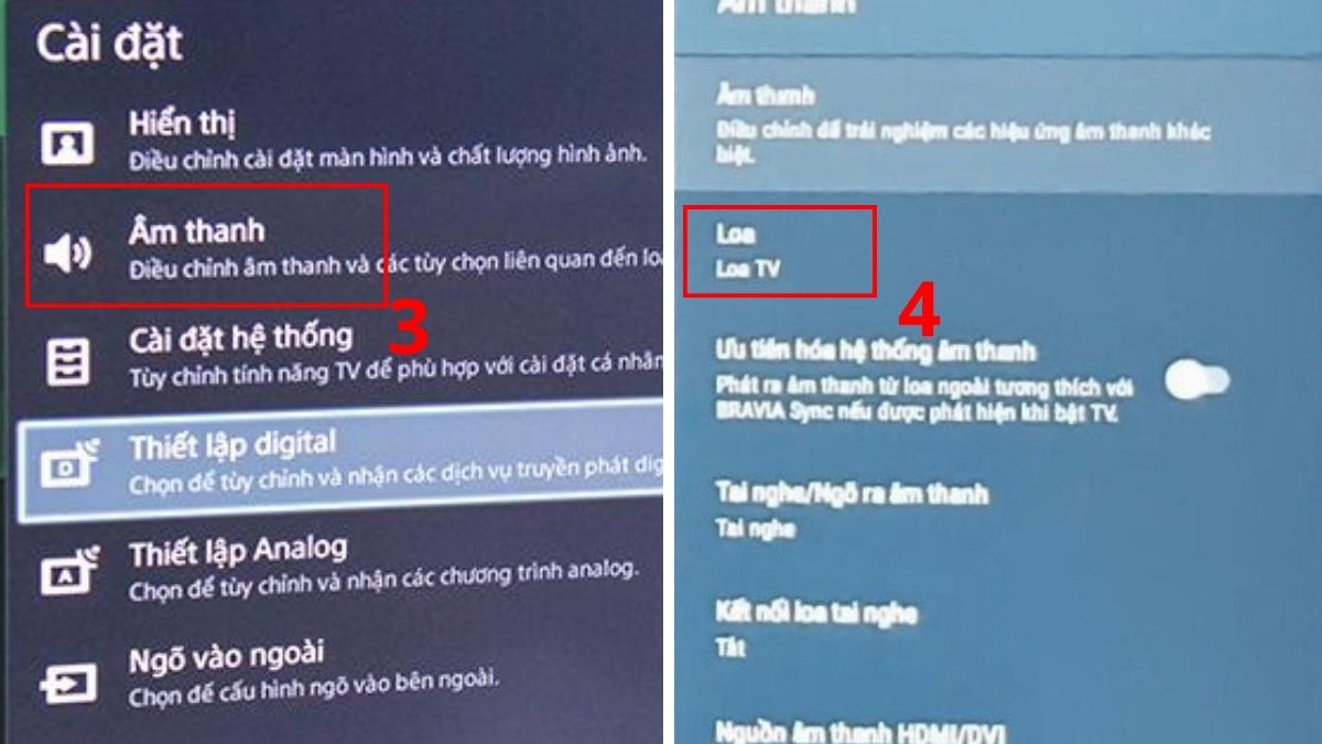 Cách xác định ngõ ra âm thanh trên tivi Sony đang sử dụng