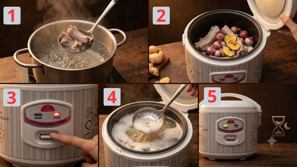 Cách hầm xương bằng nồi cơm điện cơ