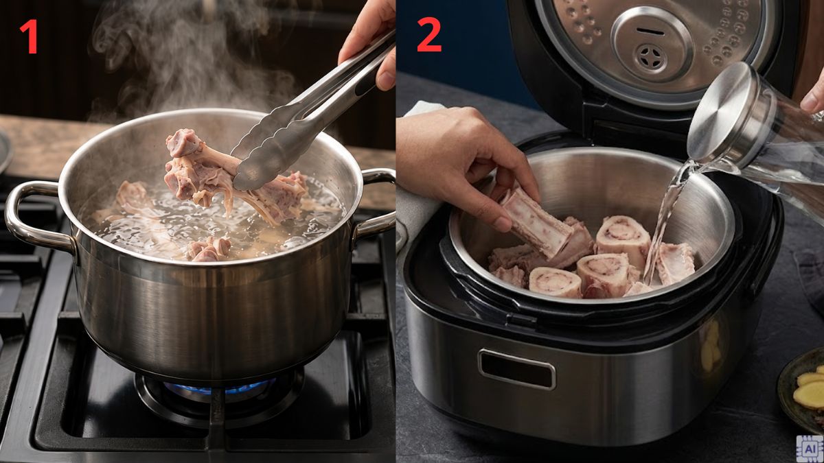 Cách hầm xương bằng nồi cơm điện cao tần