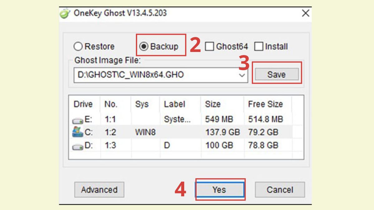 Tạo File Ghost (Sao lưu hệ thống)